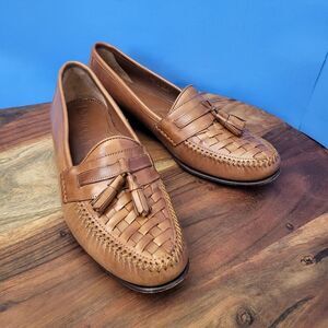RJ Colt Diego Woven Tasseled Leather Loafer Made in Brazil Caramel Men's 9.5M
